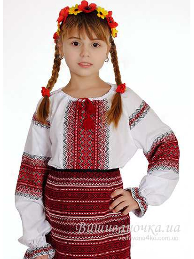 Woven blouse vyshyvanka for a girl 0151 size 122
