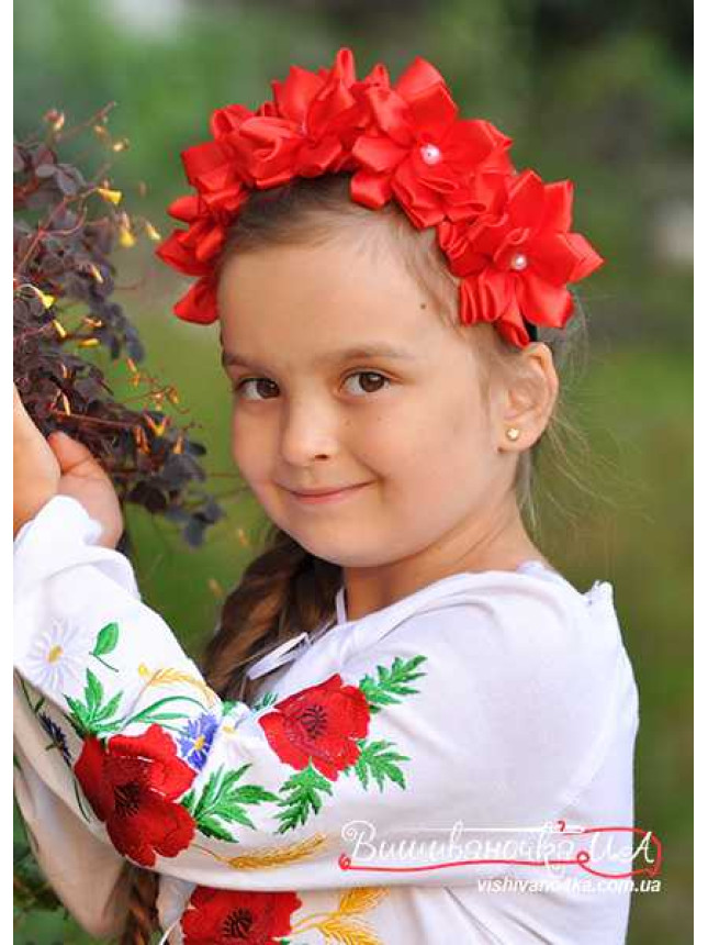 Flower crown on a headband with ribbons for girls 0207