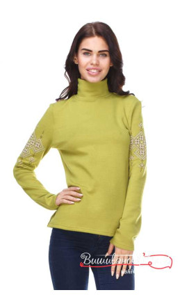 Гольф трикотажний з вишивкою на рукавах 5113 колір Салатовий