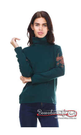 Knitted polo neck with embroidery on the sleeves 5113