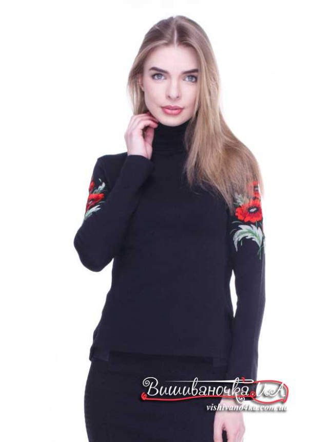 Жіночий гольф с вишивкою на рукавах 5114