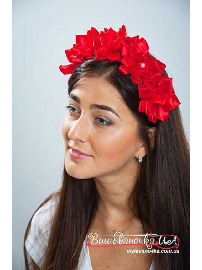 Flower crown on a headband with ribbons for girls 0207