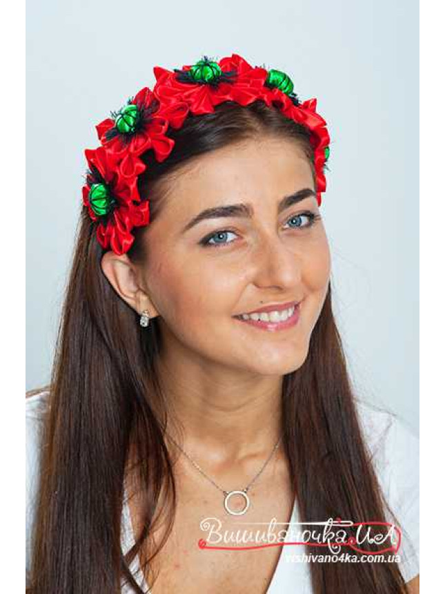 Віночок із стрічок, на обручі 0203