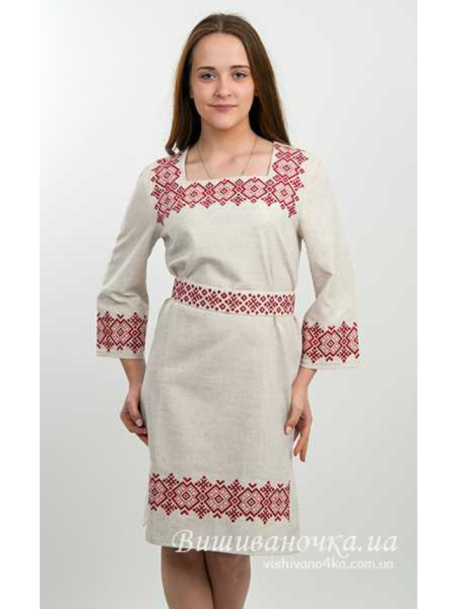 Dress in linen with embroidery 5542 size 42