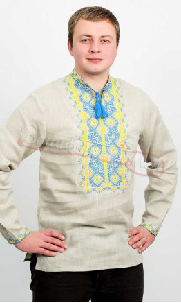 Men's embroidered shirt in linen 3815