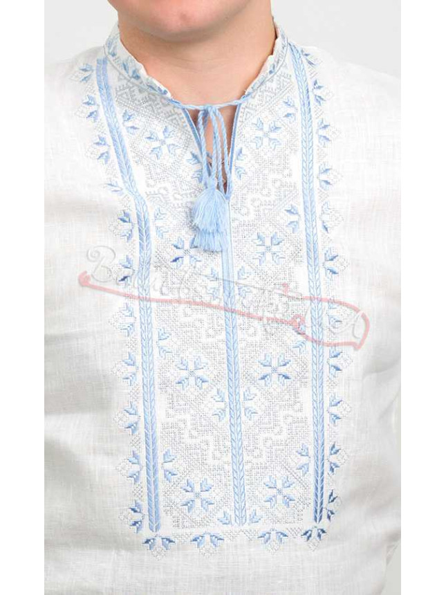 Men's vyshyvanka in linen 3813 colour White size 56