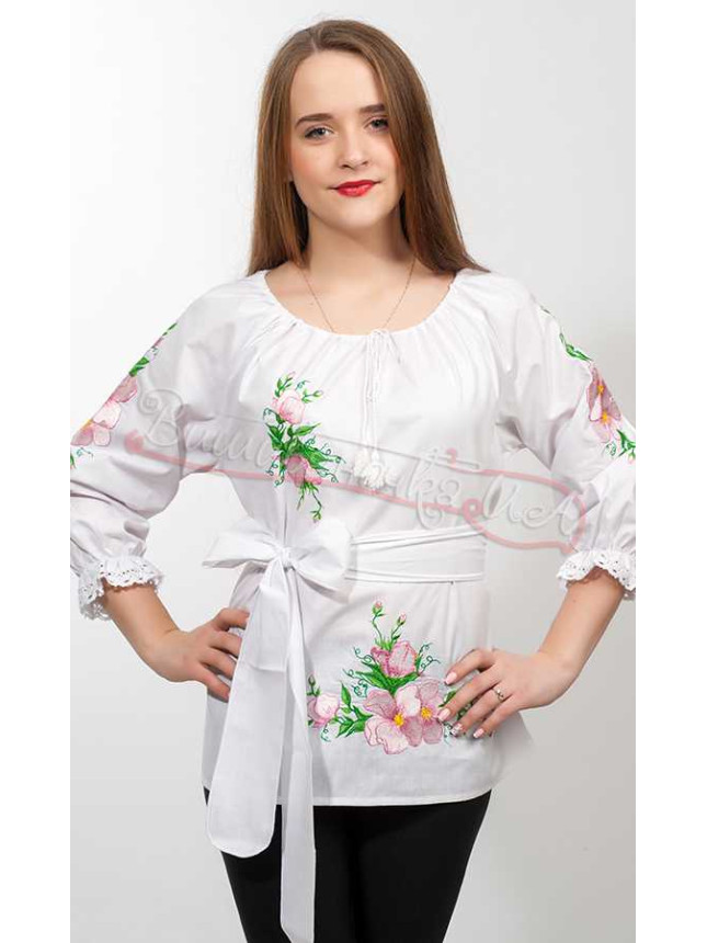 Women's vyshyvanka embroidered in satin stitch 3114 size 48 fabric Linen