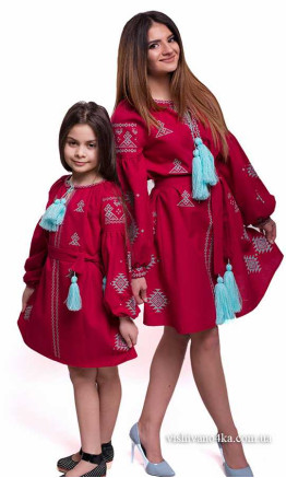 Set of dresses for mother and daughter SL03 colour Red