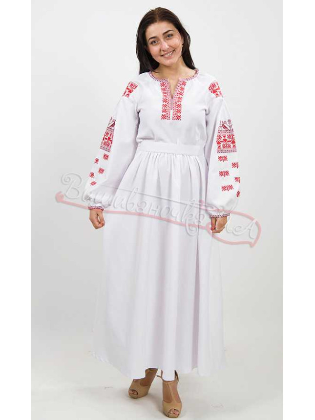 Long dress with red and black embroidery 5432