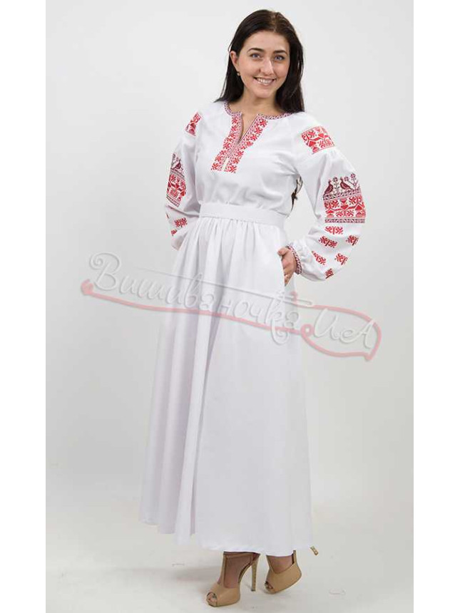 Long dress with red and black embroidery 5432