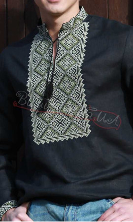 Linen men's vyshyvanka, cross stitch 3309