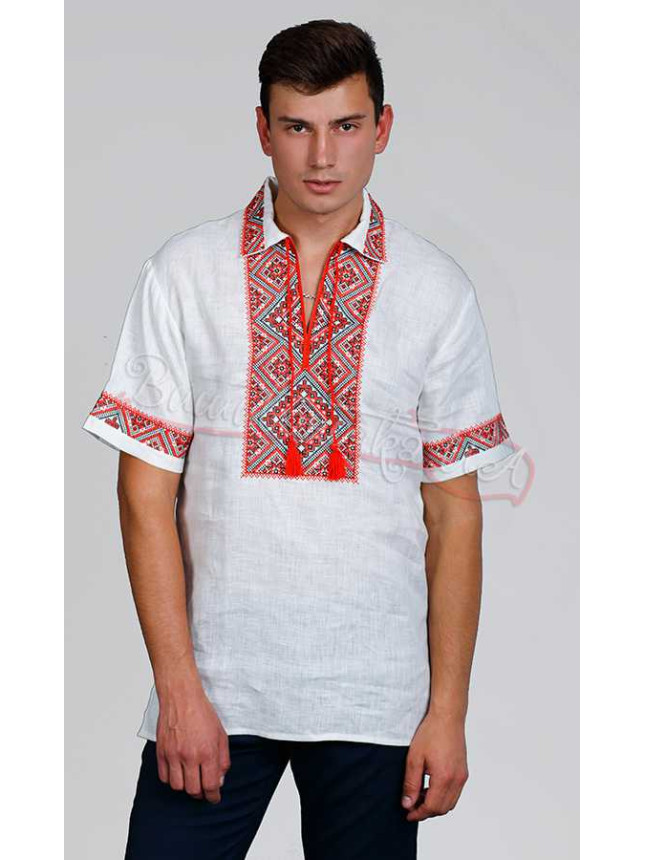 Red vyshyvanka with collar 3822