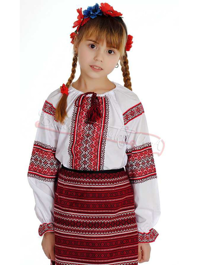 Рубашка-вышиванка на девочку, хлопок 0142