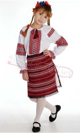 Рубашка-вышиванка на девочку, хлопок 0142