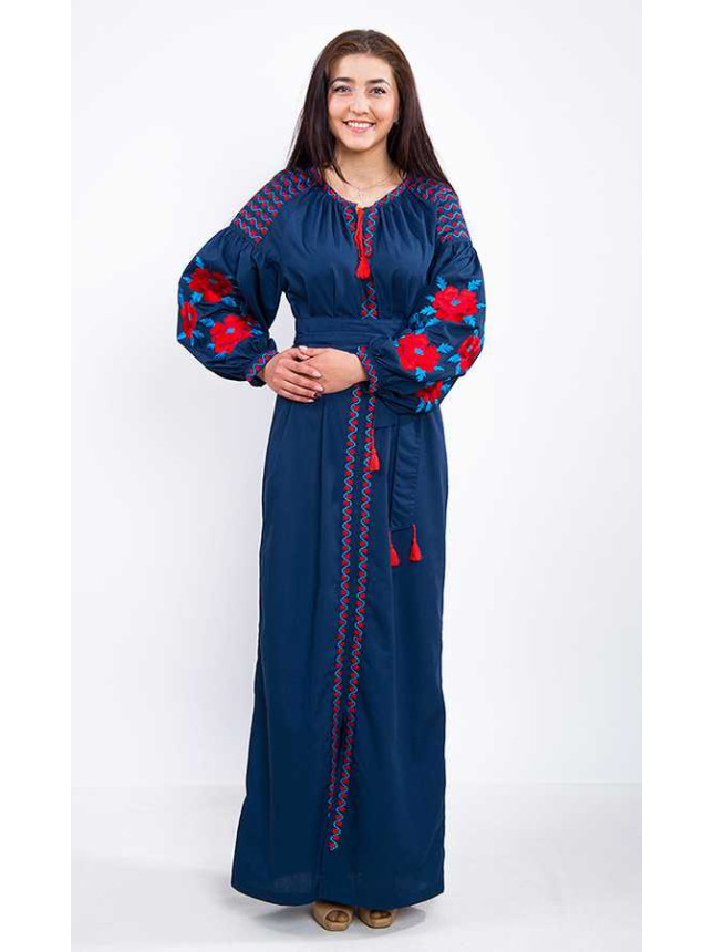 Designer dress in blue 7927 size 44 fabric Cotton