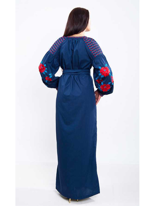Designer dress in blue 7927 size 44 fabric Cotton