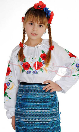 Children's blouse vyshyvanka in satin stitch 911-1