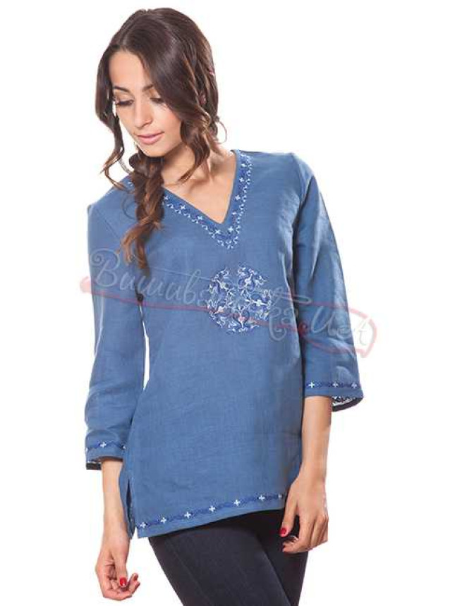 Women's blouse in linen ТН050 colour Blue size L