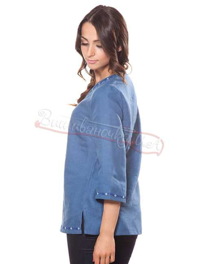 Women's blouse in linen ТН050 colour Blue size L