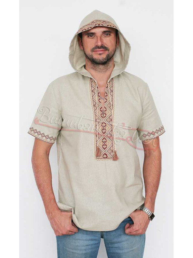 Men's vyshyvanka with a hood 2104
