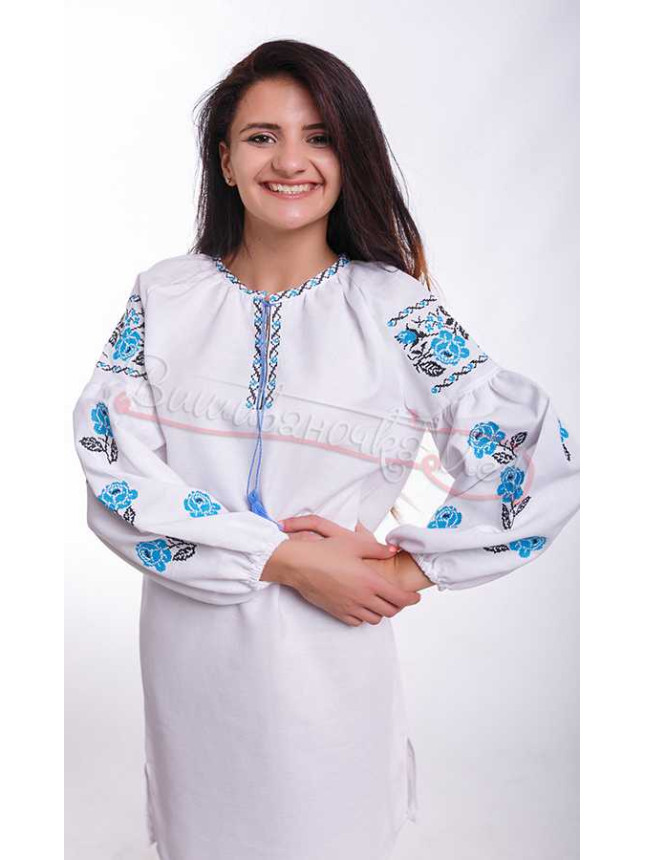 Women's dress with embroidery NY04 colour White size 48