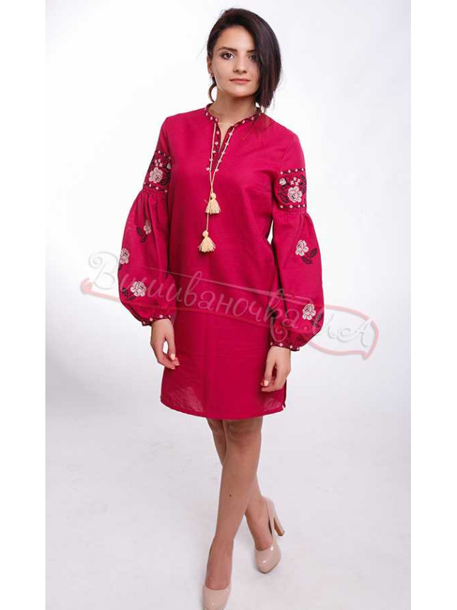 Women's dress with embroidery NY04 colour White size 48