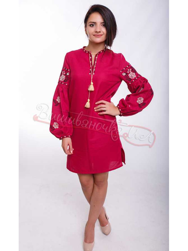 Women's dress with embroidery NY04 colour White size 48