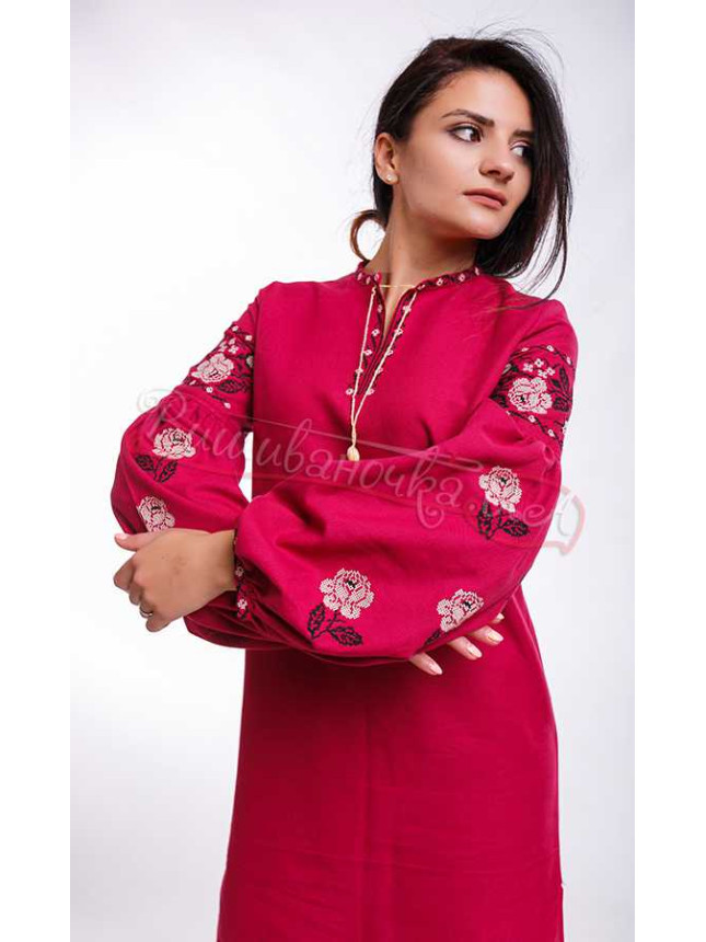 Women's dress with embroidery NY04 colour White size 48