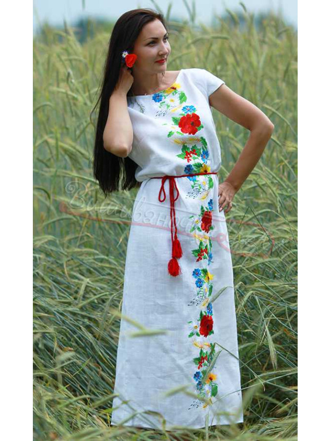 Elegant women's dress, linen 7056 size 44
