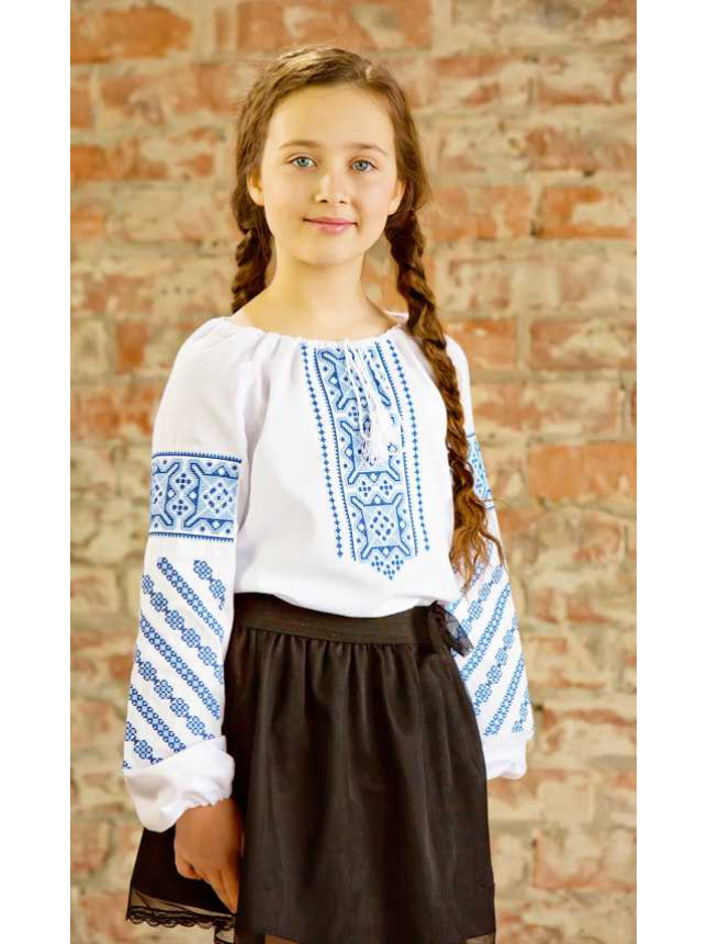 Vyshyvanka with geometric embroidery for a girl 9952