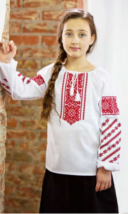 Блуза для дівчинки з червоною вишивкою 9951