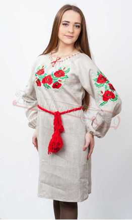 Жіноче плаття, вишивка гладь 3730