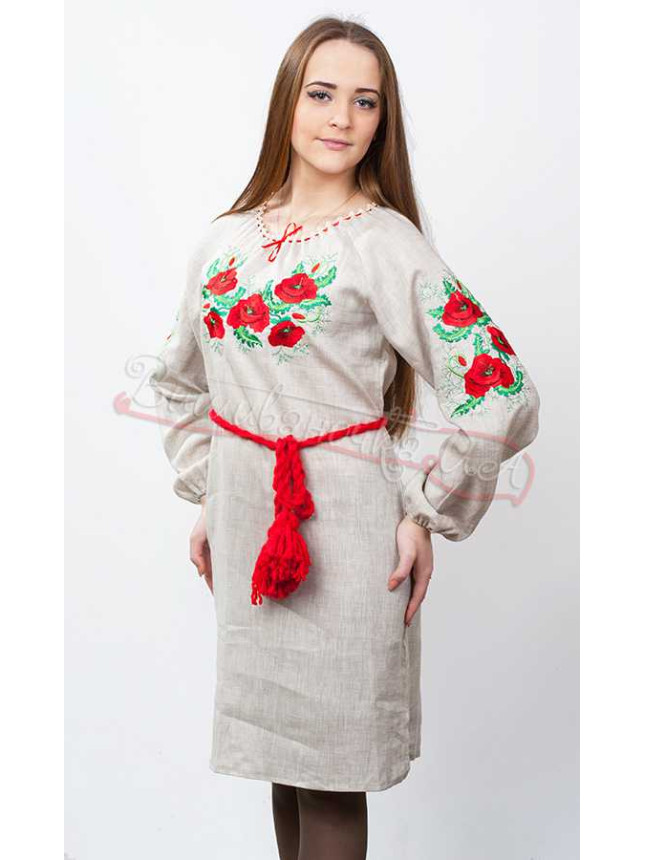 Женское платье, вышивка гладь 3730