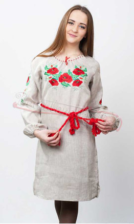 Жіноче плаття, вишивка гладь 3730