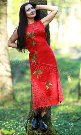 Dress embroidered, with lace 7025