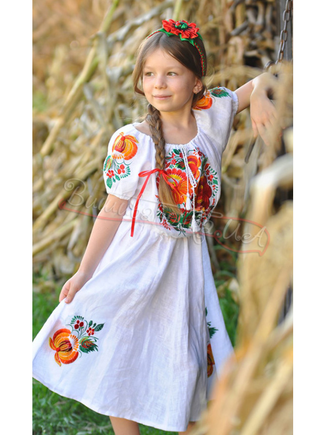 Children's dress with Petrykivka hand painting 7194 size 110