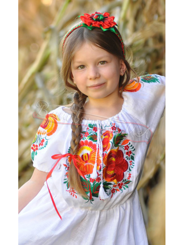 Children's dress with Petrykivka hand painting 7194 size 110