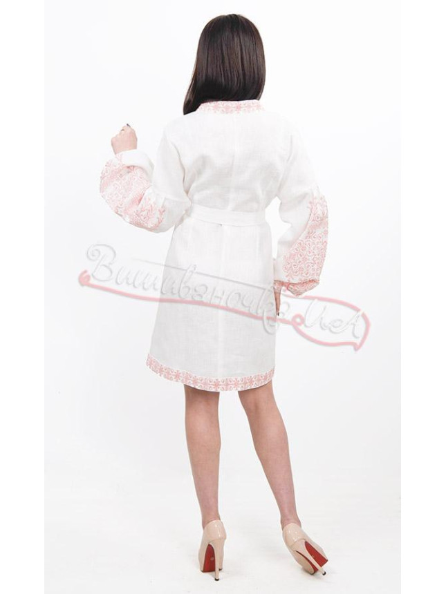 Beautiful white dress with botanical ornament 7244 size 48