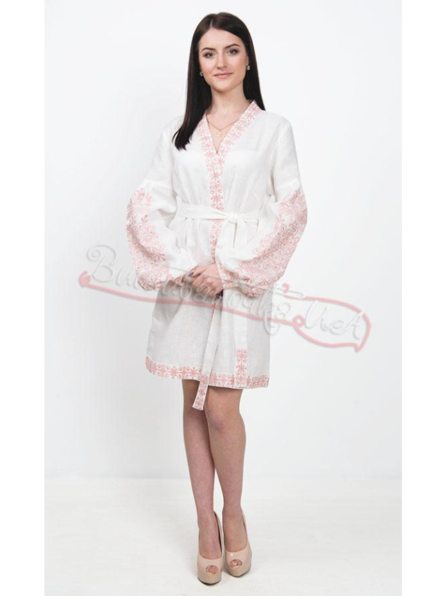 Beautiful white dress with botanical ornament 7244 size 48