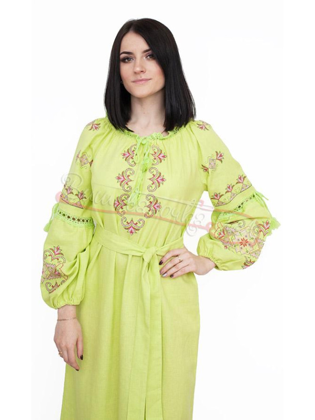 Lime green embroidered dress 7247 size 104