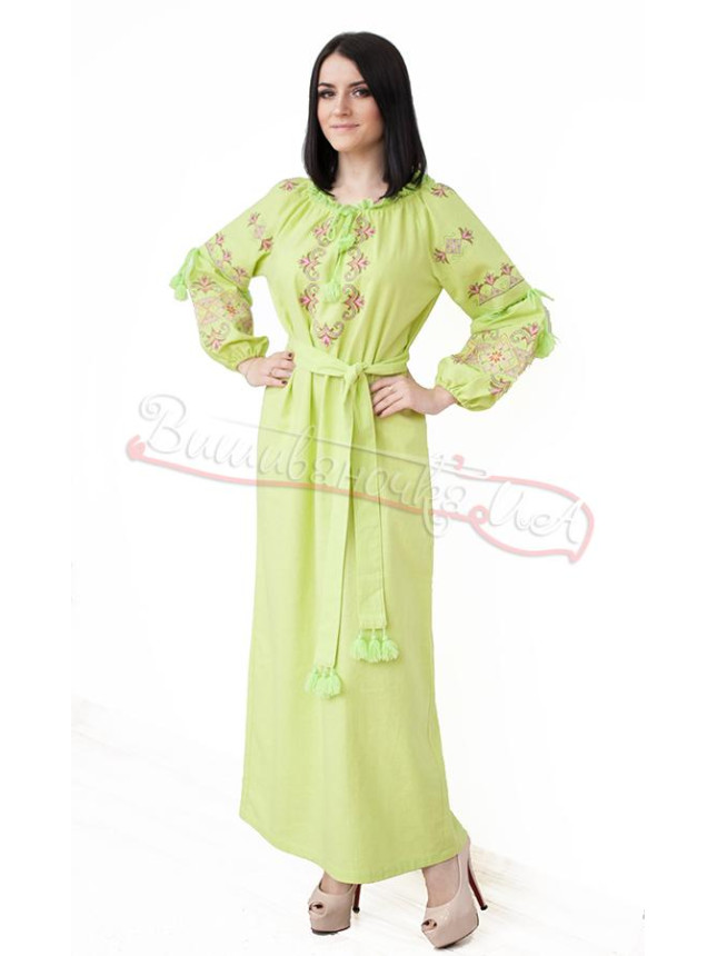 Lime green embroidered dress 7247 size 104