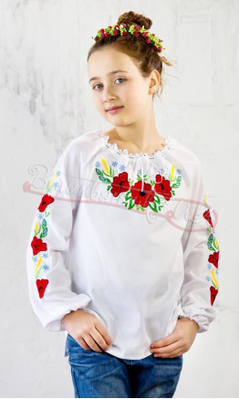 Вышиванка для девочки с яркими цветами 9968