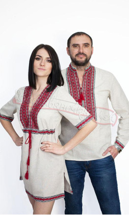 Комплект для пари з червоним узором 7328