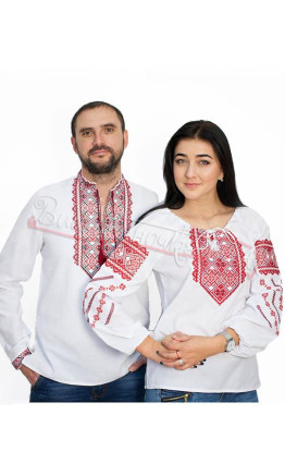 Комплект парних вишиванок з червоною вишивкою 7361