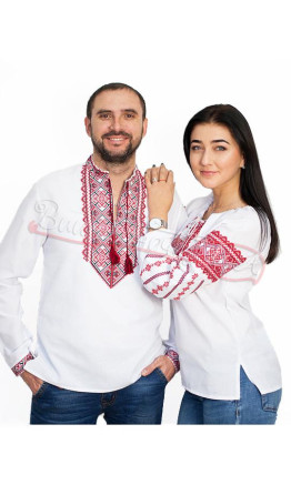 Комплект парних вишиванок з червоною вишивкою 7361