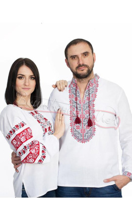Чоловіча та жіноча вишиванки з червоною вишивкою 7322