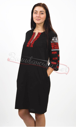 Black dress with red-white pattern 5479
