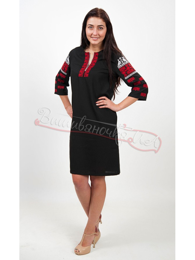 Black dress with red-white pattern 5479