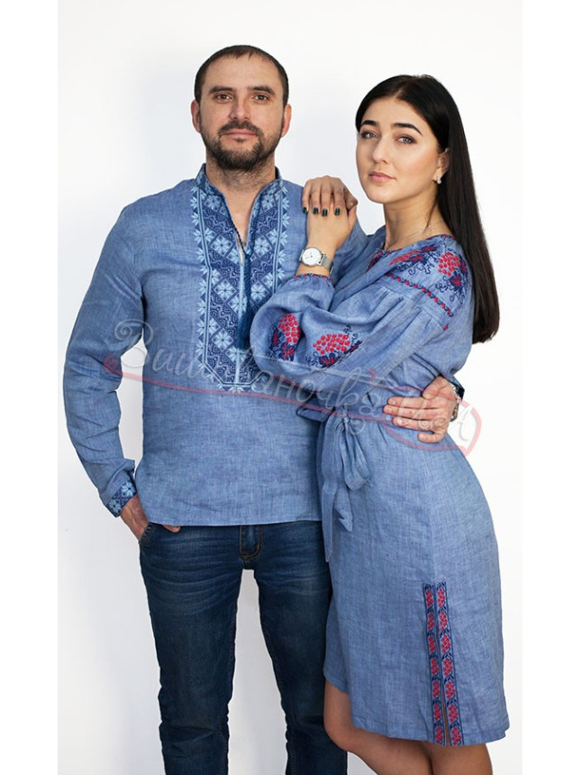 Men's vyshyvanka and dress in linen 7317