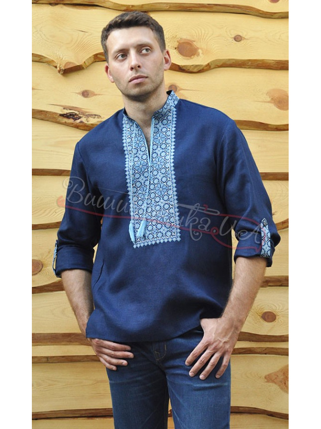 Men's vyshyvanka with pattern diamonds М07